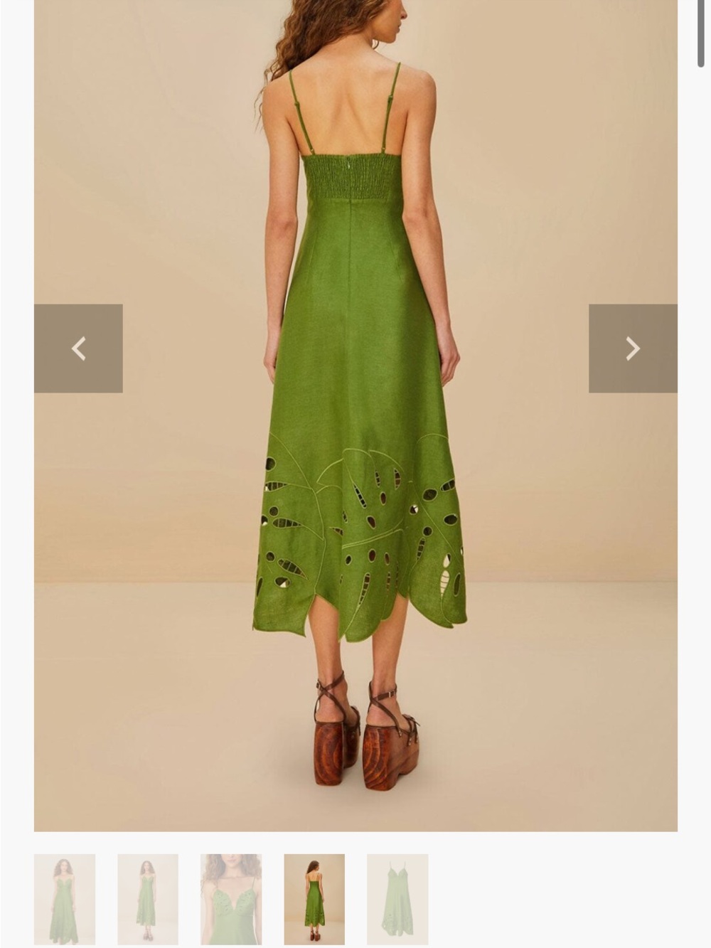 FARM Rio Green Monstera Embroidery Midi Dress - Green - Picture 3 of 8